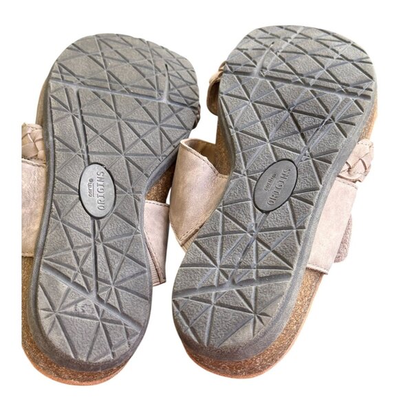 Earth Origins Onida Taupe Suede Braided Leather Sandals Size 10 Comfort Boho - Picture 8 of 9